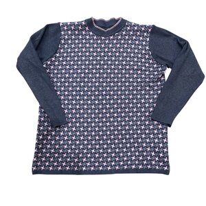 Women's Navy & Pink Patterned Sweater